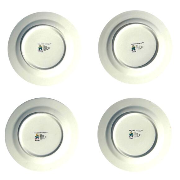 4 Vintage Salad Plates Welcome Winter Christmas Holiday Table By Ro Gregg - Picture 4 of 10